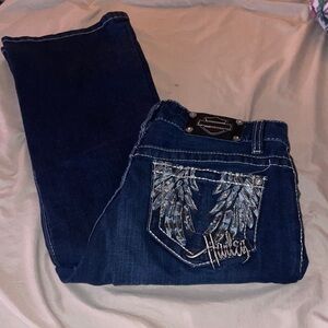 Harley-Davidson Women's Dark Blue Denim Boot Cut Jeans with Embroidered Wings
